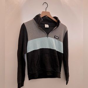 PINK Victoria's Secret 1/4 Zip Long Sleeve Gray Blue Colorblock Sweater